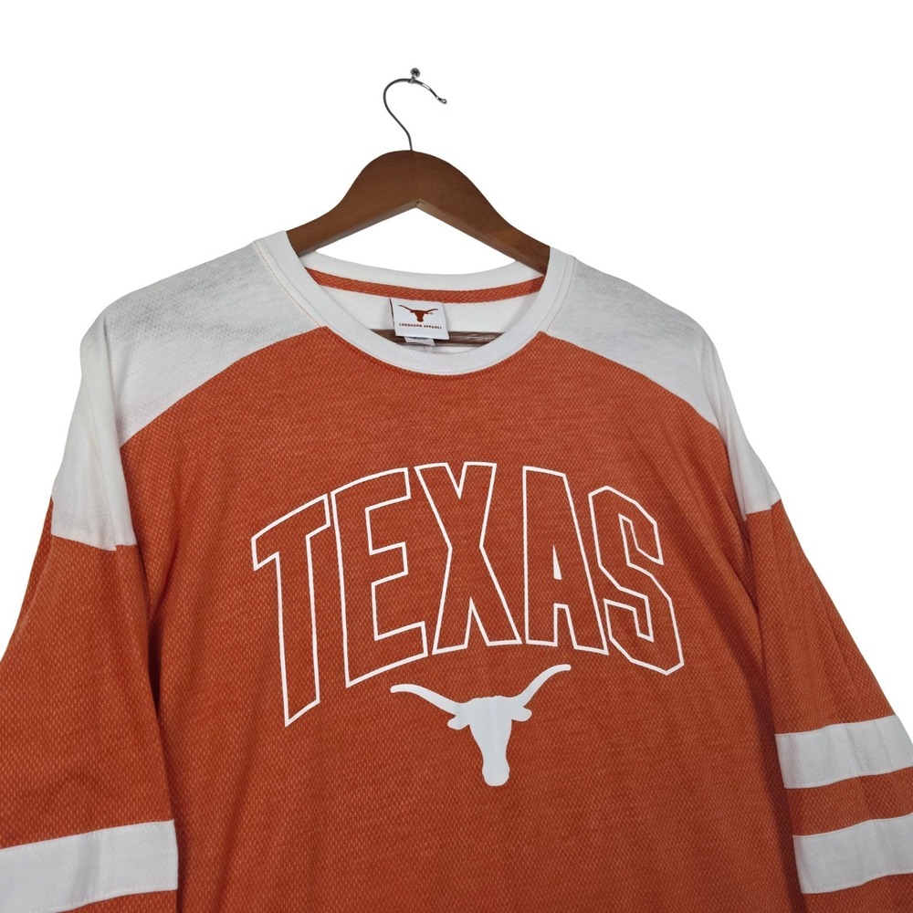 Texas Longhorns Shirt Men L Burnt Orange Thermal Knit Varsity Stripe Long Sleeve - Picture 3 of 9